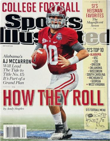 Sports Illustrated Full Magazine 8/20/2012 AJ McCarron/Alabama Crimson Tide NEW