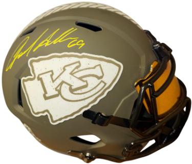 Jared Allen signed Kansas City Chiefs Riddell NFL Salute to Service Speed FS Rep Helmet with Custom Gold Visor #69- Beckett
