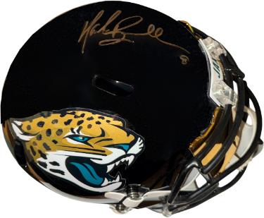 Mark Brunell signed Jacksonville Jaguars NFL Riddell Speed FS Rep Helmet w/ Custom Gold Visor #8- Radtke Holo