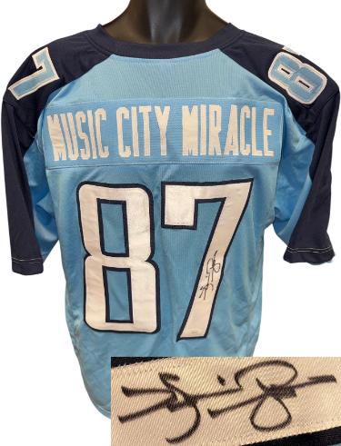 Music City Miracle Kevin Dyson signed Tennessee Light Blue Custom Pro Style Jersey XL- JSA Witnessed