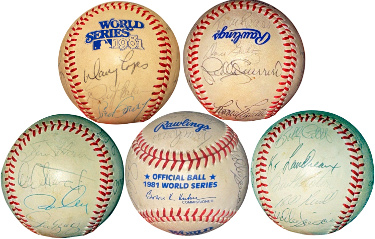 Los Angeles Dodgers Team Signed Ofc 1981 World Series Logo 16 SIGS � JSA LOA �(Lopes/Baker/Garvey/Cey/Stewart/Guerrero)