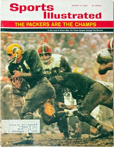 Sports Illustrated Full Magazine 1/10/1966- Jim Taylor/Green Bay Packers Champs (with label) imperfect