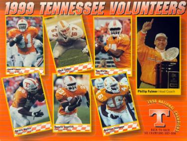 1999 Tennessee Volunteers 8.5x11 Stat Photo 1998 National Champion Phillip Fulmer/Tee Martin