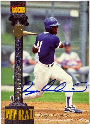 Roger Cedeno signed 1994 Signature Rookies Tetrad On Card Auto #87 - /7750  (Albuquerque Dukes)