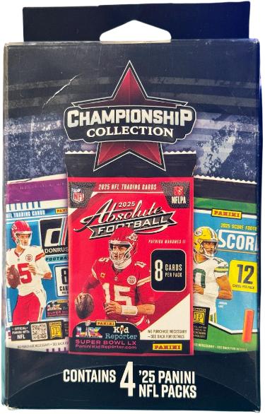 2025 MJ Holdings NFL Championship Collection Hanger Box- 4 Panini Packs- New/Factory Sealed