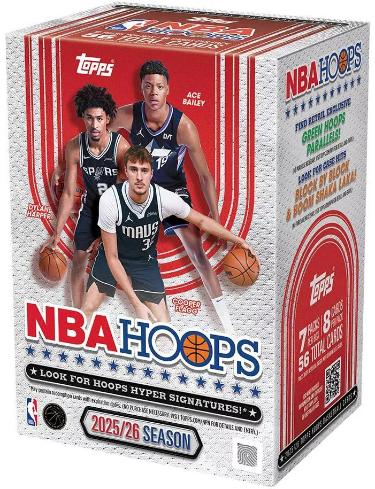 2025-26 Topps NBA Hoops Basketball Blaster Box-7PK/8CPP/56CPB- New/Factory Sealed