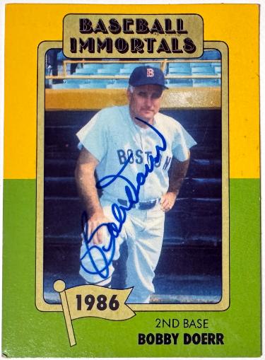 Bobby Doerr signed 1986 Baseball Immortals On Card Auto #192- COA (Boston Red Sox/HOF)
