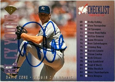 David Cone 1995 Leaf Checklist Card #2 - COA (Kansas City Royals)