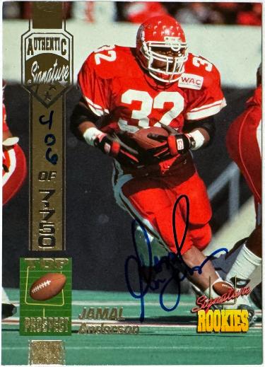 Jamal Anderson signed 1994 Signature Rookies On Card Auto /7750 (Utah/Atlanta Falcons)