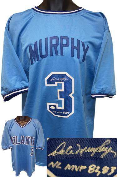 Dale Murphy signed Atlanta Blue Custom Stitched TB Jersey NL MVP 82,83 XL- JSA Witnessed