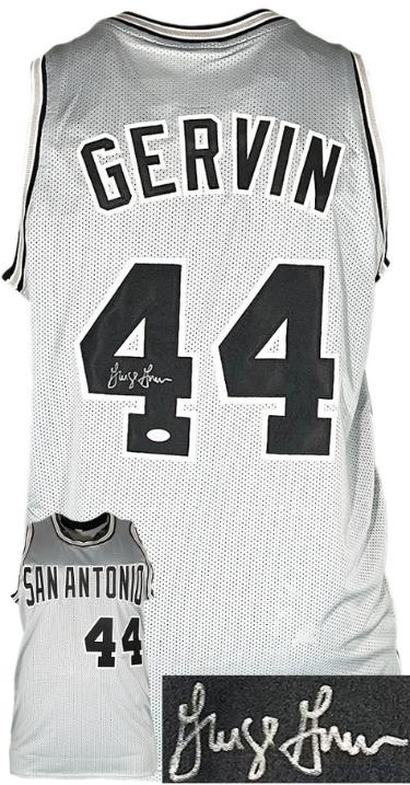 George Gervin signed San Antonio Grey TB Custom Stitched Basketball Jersey- JSA Witnessed (HOF)