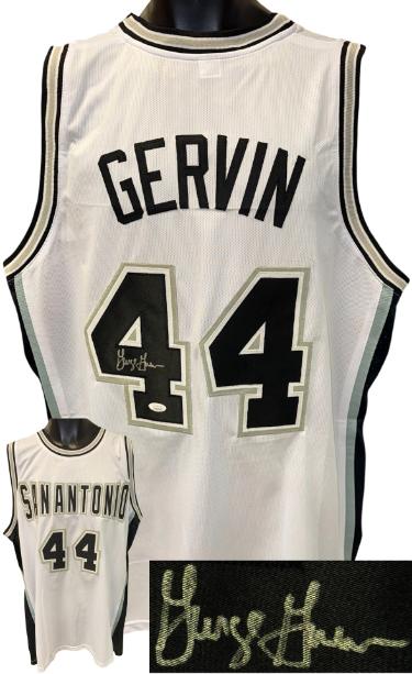 George Gervin signed San Antonio White TB Custom Stitched Basketball Jersey- JSA Witnessed (HOF)