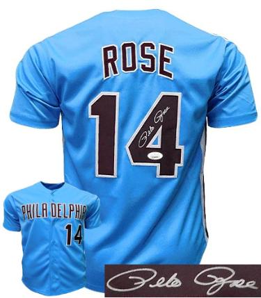 Pete Rose signed Philadelphia Custom Stitched Blue Baseball TB Pro Style Jersey XL- JSA Witnessed (HIT KING/4256)