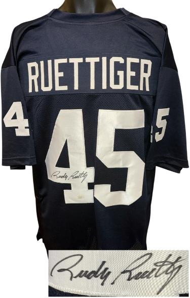 Rudy Ruettiger signed Notre Dame Navy Custom Stitched College FB Jersey XL- JSA Witnessed
