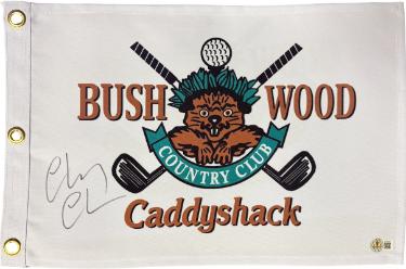 Chevy Chase signed Caddyshack Bushwood Country Club Logo Golf Pin Flag- Beckett Witnessed