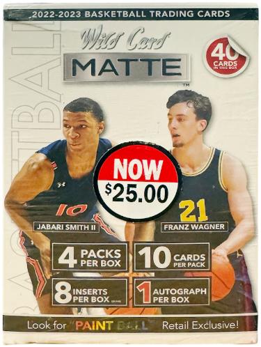 2022-23 Wild Card Matte Basketball Blaster Box-4PK/10CPP/40CPB-1 AUTO- New/Factory Sealed