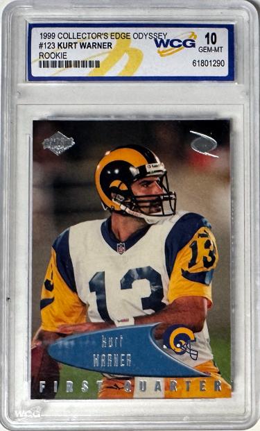 Kurt Warner 1999 Collector's Edge Odyssey Rookie Card #123- WCG Graded 10 Gem Mint (St. Louis Rams/HOF/SB Champ)
