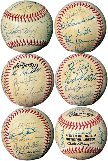 1983 St. Louis Cardinals Team Signed Ofc RONL Baseball 24 Sigs -COA Herzog/Ozzie Smith/Kaat/Hernandez/Sutter