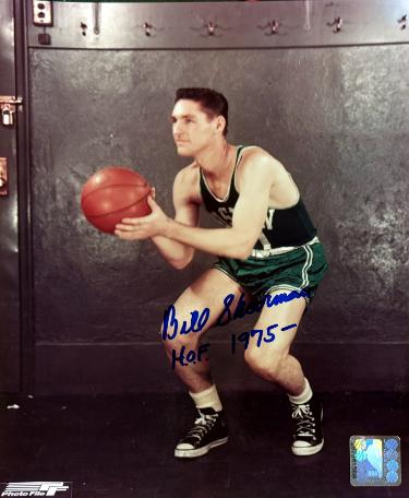 Bill Sharman signed Boston Celtics NBA 8x10 Photo w/ HOF 1975 Minor Dings- COA