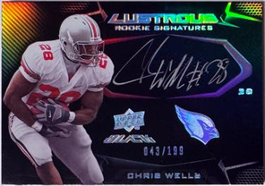 Chris Wells signed 2009 Upper Deck Black Lustrous Rookie Signatures On Card Auto- /199 #115 (Ohio State/Arizona Cardinals)