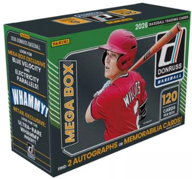 2026 Panini Donruss Baseball MLB Mega Box- 6PK/20CPP/120CPB - New/Factory Sealed
