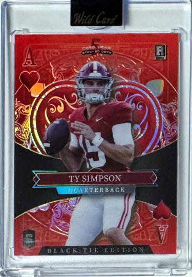 Ty Simpson 2026 Wild Card Black Tie 5 Card Draw Stacked Deck Ace Rookie Card 1/3 #SDPH-TSN/Encased/Factory Sealed