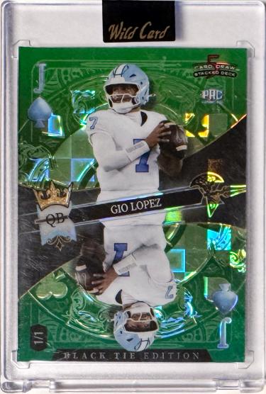 Gio Lopez 2026 WC Black Tie 5 Card Draw Jack of Spades Rookie Card 1/1 #SDPS-GLN/UNC/Wake Forest/Encased/Factory Sealed