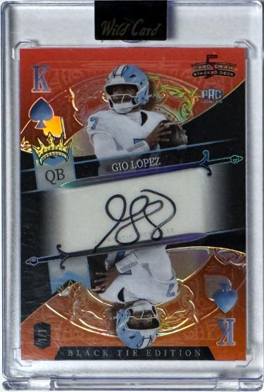 Gio Lopez signed 2026 WC Black Tie 5 Card Draw King of Spades Rookie Card 1/1 #SDPS-GLA/UNC/Wake Forest/Encased/Factory Sealed