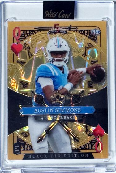 Austin Simmons 2026 Wild Card Black Tie 5 Card Draw Queen RC Card 1/1 #SDPH-ASN/Ole Miss/Missouri/Encased/Factory Sealed