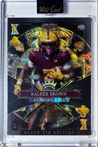 Raleek Brown 2026 Wild Card 5 Card Draw Black Tie King of Clubs Rookie Card 1/1 #SDPC-RBN/Arizona State/Texas/Encased/Sealed