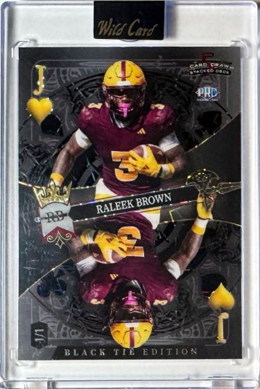 Raleek Brown 2026 Wild Card 5 Card Draw Black Tie Jack of Hearts Rookie Card 1/1 #SDPH-RBN/Arizona State/Texas/Encased/Sealed