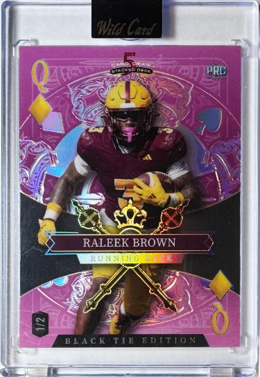 Raleek Brown 2026 Wild Card 5 Card Draw Black Tie Queen of Diamonds Rookie Card /2 #SDPD-RBN/Arizona State/Texas/Encased/Sealed