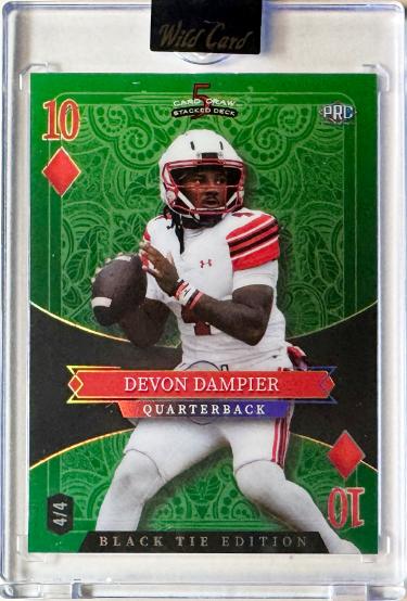 Devon Dampier 2026 Wild Card 5 Card Draw Black Tie Ten of Diamonds Rookie Card /4 #SDPD-DDN/Utah/Encased/Factory Sealed