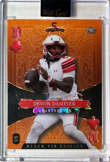 Devon Dampier 2026 Wild Card 5 Card Draw Black Tie Ten of Clubs Rookie Card /5 #SDPC-DDN/Utah Utes/Encased/Factory Sealed