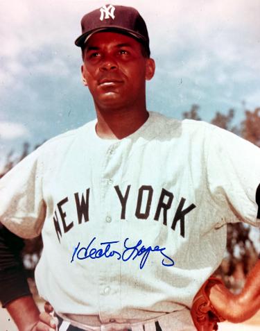 Hector Lopez signed New York Yankees 8x10 Photo minor dings - COA (2X WS Champ)