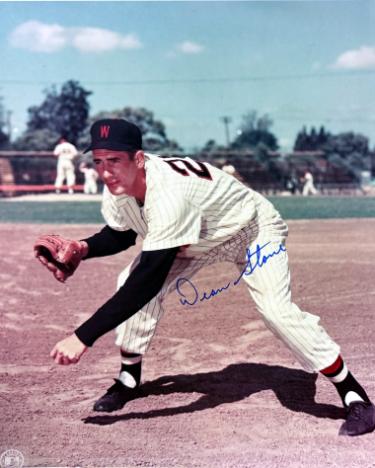 Dean Stone signed Washington Senators MLB 8x10 Photo imperfect- COA (1954 All Star)