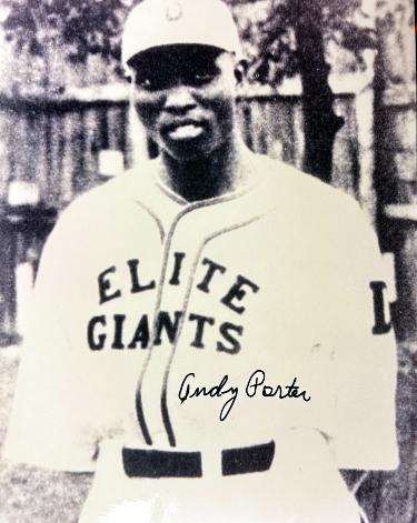 Andy Porter signed Elite Giants Negro League B&W 8x10 Photo Imperfect-COA/Ticket