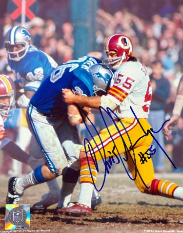 Chris Hanburger signed Washington NFL Licensed 8x10 Photo #55 imperfect-COA (HOF/9X Pro Bowl/Hangman)