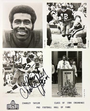 Charley Taylor signed this Washington Class of 1984 Enshrinee NFL Pro Football Hall of Fame 8x10 Photo #42 HOF 84 imperfect- COA