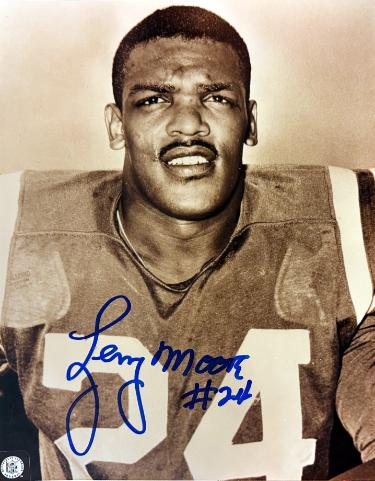 Lenny Moore signed Baltimore Colts NFL Sepia 8x10 Photo imperfect #24- COA (HOF)