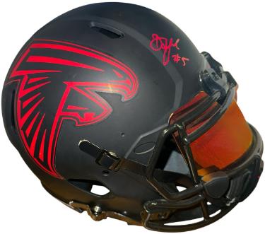 Drake London signed Atlanta Falcons Riddell NFL Full Size Speed Eclipse Authentic Helmet w/ Custom Red Visor #5- Beckett