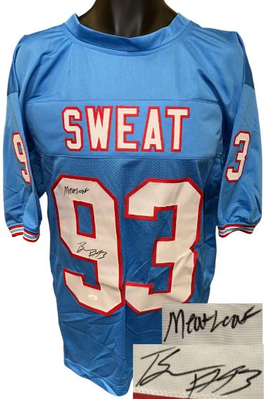T'Vondre Sweat signed Tennessee TB Custom Stitched Pro Style Football Jersey Meat Loaf #93 XL- JSA Witnessed