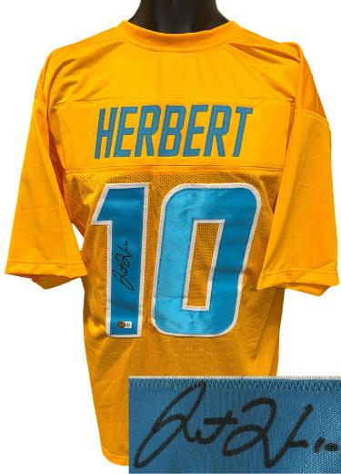 Justin Herbert signed Los Angeles Gold Custom Stitched Pro Style Football Jersey XL- Beckett