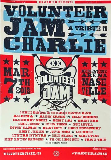 Charlie Daniels signed 2018 Volunteer Jam A Tribute to Charlie 14x22 Hatch Show Print/Poster LTD /350- COA