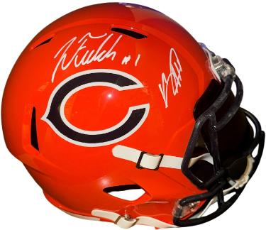 Justin Fields & Keenan Allen dual signed Chicago Bears Riddell NFL Speed FS Rep Helmet w/ Visor- JSA
