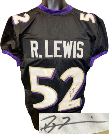 Ray Lewis signed Baltimore Black Custom Stitched Pro Style Football Jersey XL- Beckett Witnessed