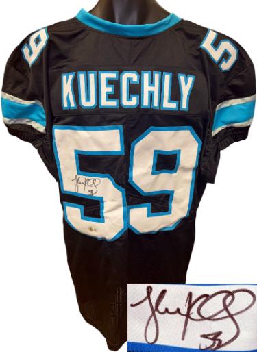 Luke Kuechly signed Carolina Black Custom Stitched Pro Style Football Jersey #59 XL- Beckett Witnessed