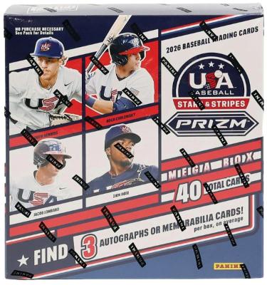 2026 Panini Prizm USA Stars & Stripes Baseball Mega Box-10PK/4CPP/40CPB - NEW/Factory Sealed