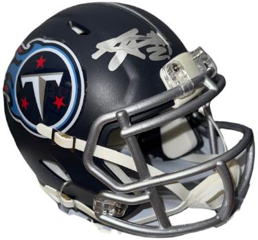 Tyjae Spears signed Tennessee Titans Riddell NFL Speed TB Mini Helmet #2 - COA