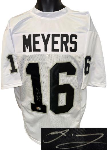 Jakobi Meyers signed Las Vegas White Custom Stitched Pro Style Football Jersey XL- Beckett Witnessed